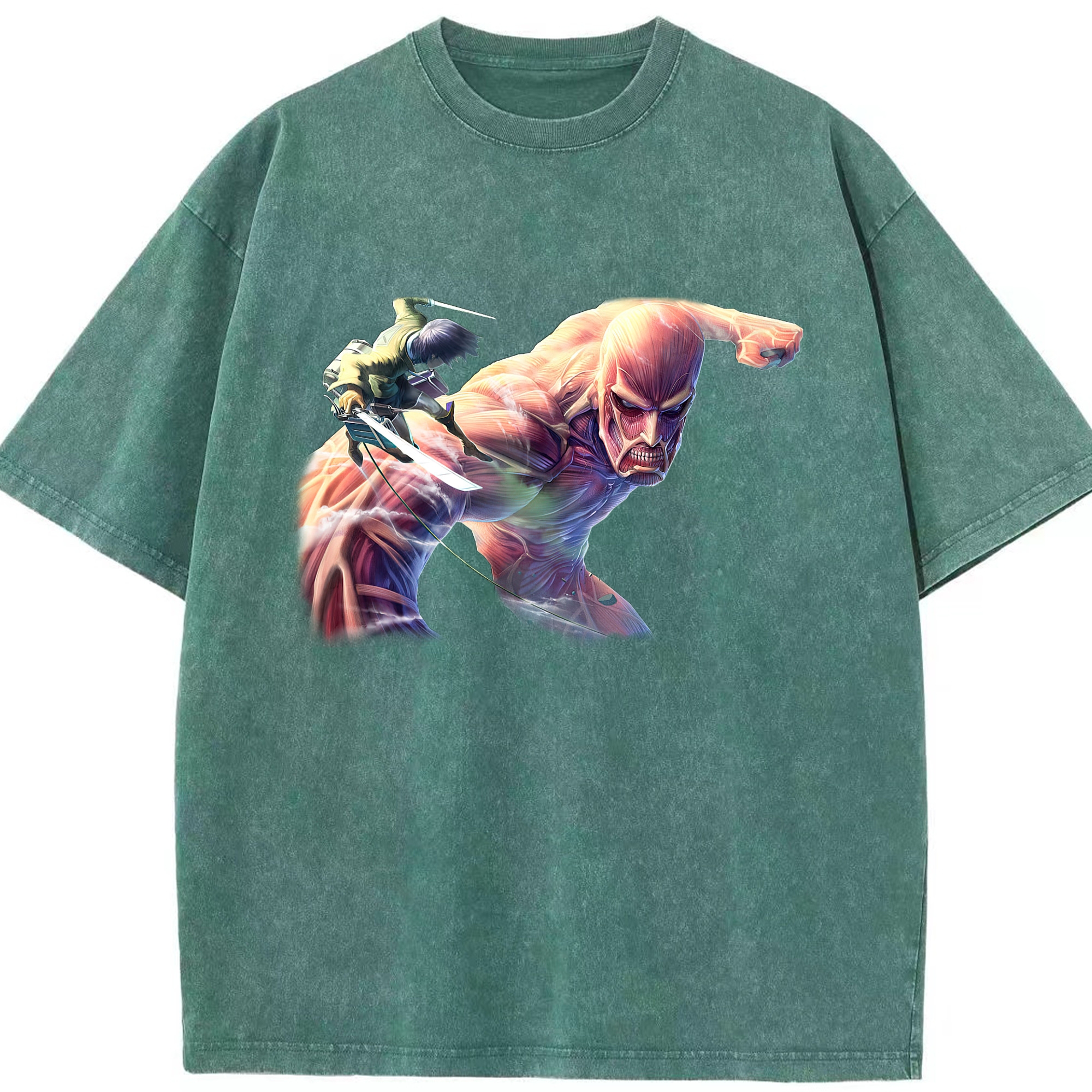 （画像用） 進撃の巨人 Attack on Titan 綿100% ヴィンテージ風 半袖Tシャツ（フロントプリント）